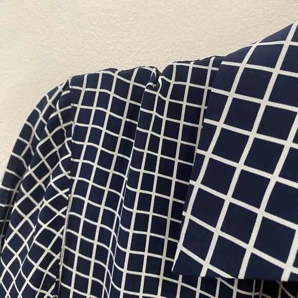 Theory Daranda 100% Silk Navy & White Windowpane Jumpsuit - Picture 8 of 10